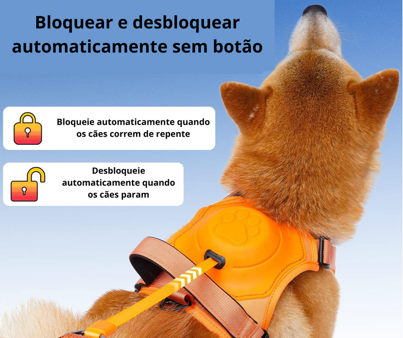 Coleira Peitoral com Guia Retrátil Embutido