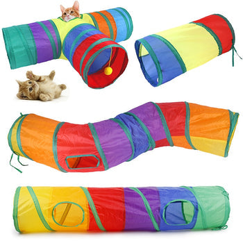 Arco-Íris Felino - Túnel de Diversão Dobrável para Gatos