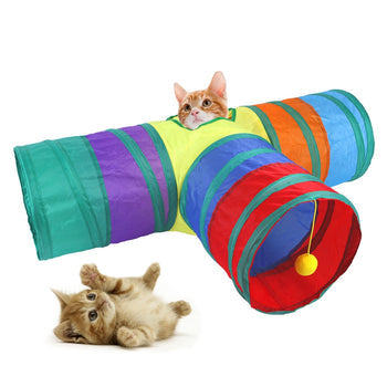 Arco-Íris Felino - Túnel de Diversão Dobrável para Gatos