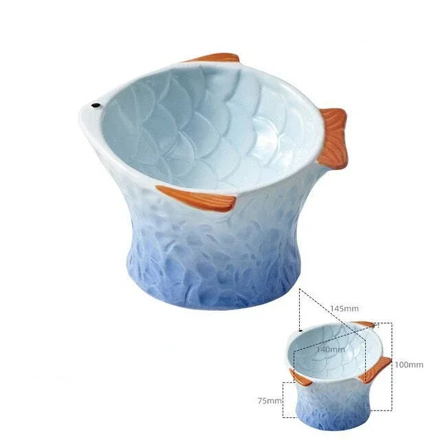 Comedouro de Cerâmica Elevado Peixe